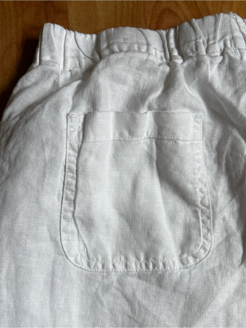 Quince White Elastic-Waist Pull-on Linen Trousers w Belt Loops - Picture 9 of 10